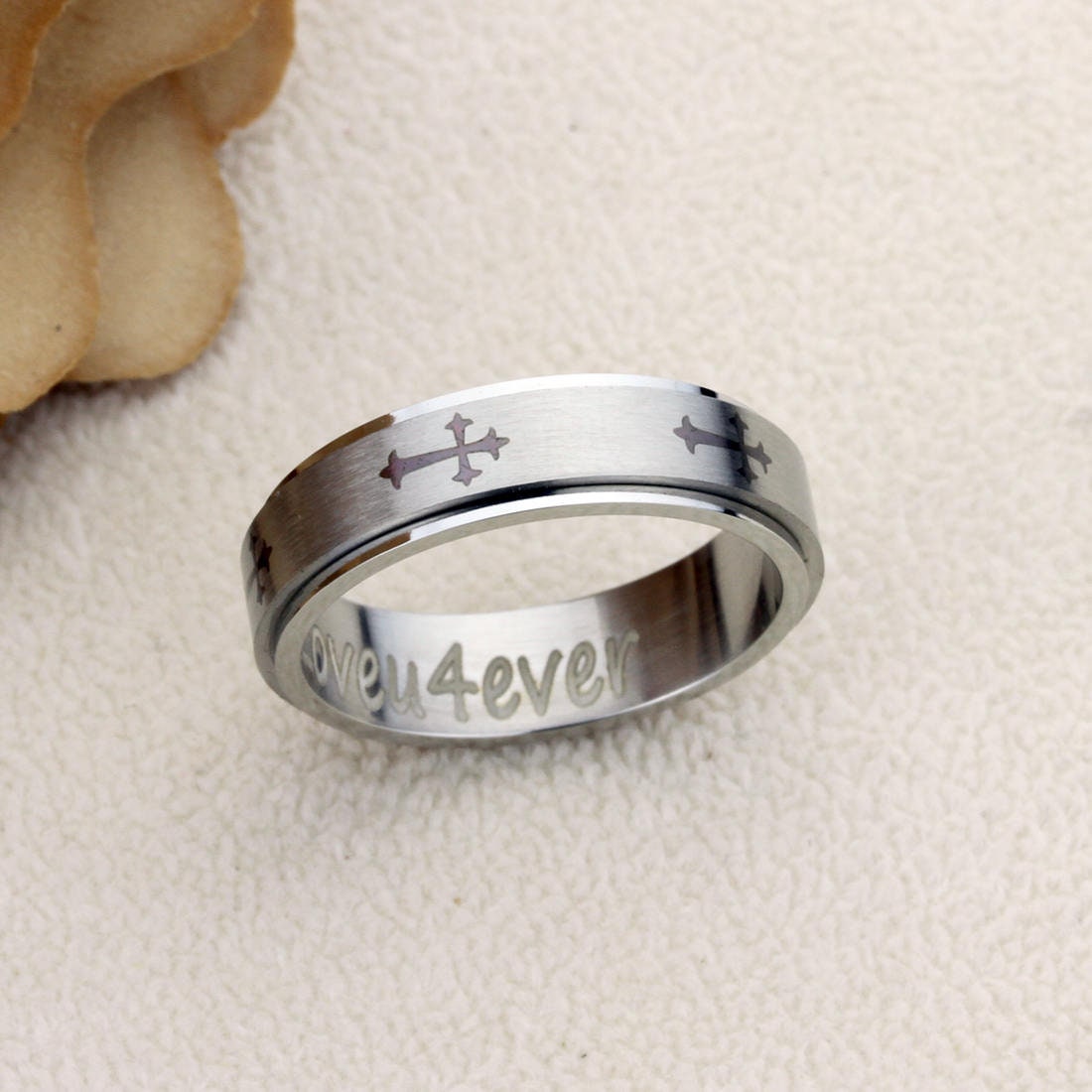 Stainless Steel Wedding Band Men Women, 6mm Celtic Cross Spinner, Stainless steel Promise Ring Men Women, Stainless Steel Band Ring