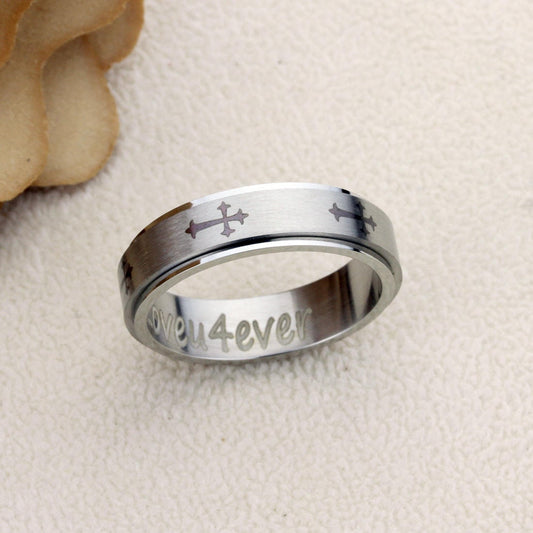 Stainless Steel Wedding Band Men Women, 6mm Celtic Cross Spinner, Stainless steel Promise Ring Men Women, Stainless Steel Band Ring