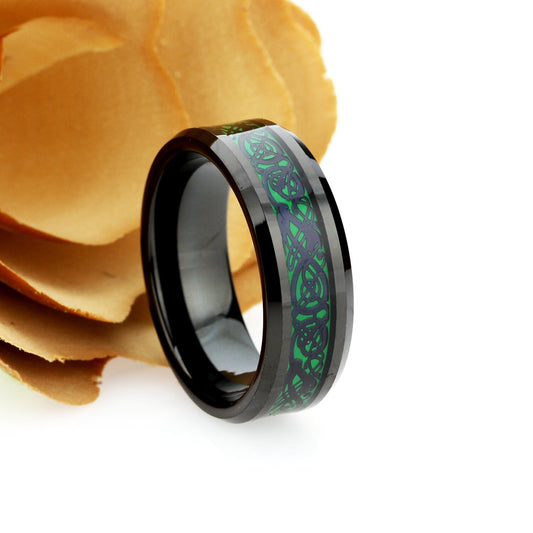 Tungsten Ring, Men's Tungsten Wedding Band, Men's Black Wedding Band, Black Tungsten Ring, Tungsten Band, Anniversary Ring, 8mm Celtic Ring