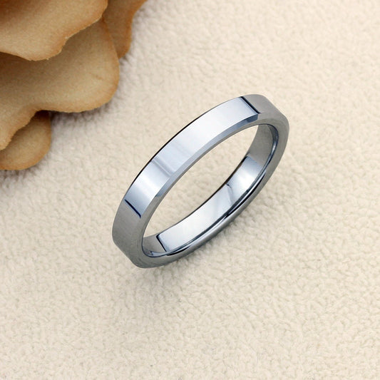 Tungsten Wedding Band Women, Tungsten Ring Women, 4mm Plain Flat Tungsten Carbide Ring,Tungsten Promise Ring,Womens Promise Ring