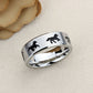 Stainless Steel Wedding Band Men Women, Galloping Horse Band, Stainless steel Promise Ring Men Women, Stainless Steel Band Ring