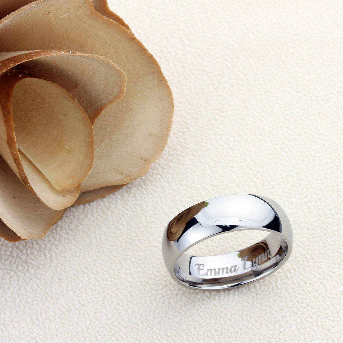 Stainless Steel Wedding Band Men Women, 8mm High Polished Classy Domed, Stainless steel Promise Ring Men Women, Stainless Steel Band Ring