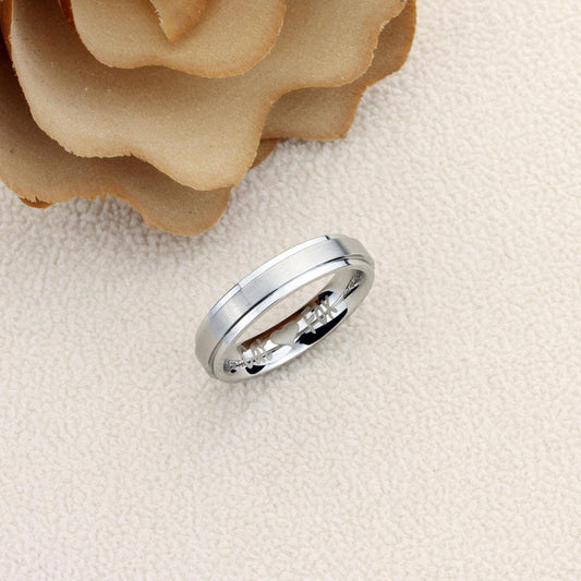 Stainless Steel Wedding Band Women, 4mm/6mm Matte Center Classy, Stainless steel Promise Ring Women, Stainless Steel Band Ring