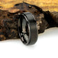 Promise Ring Titanium Wedding Band Ring Men Women Unisex 6mm Matte Center Black Ring Inside Engraving
