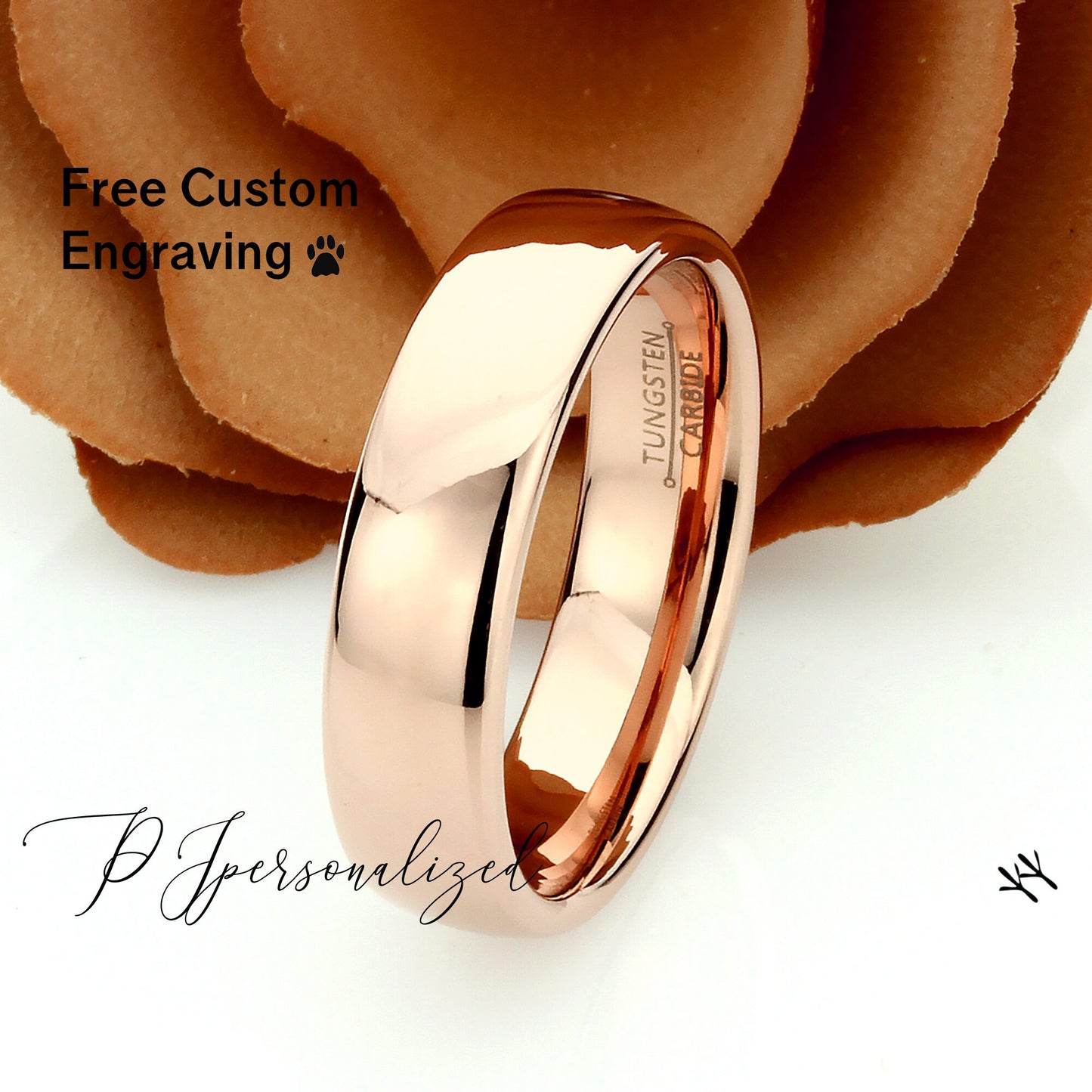 Tungsten Wedding Band Men, Tungsten Ring Men, Mens Tungsten Ring,Rose Gold,7mm,Domed Ring,Tungsten Promise Ring for Men, Husband Gift