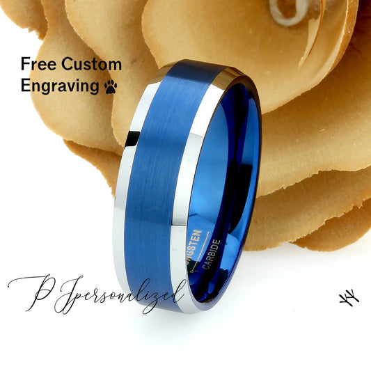 Tungsten Ring, Men's Tungsten Wedding Band, Men's Blue Wedding Band, Blue Tungsten Ring, Tungsten Band, Anniversary Ring, 8mm Ring