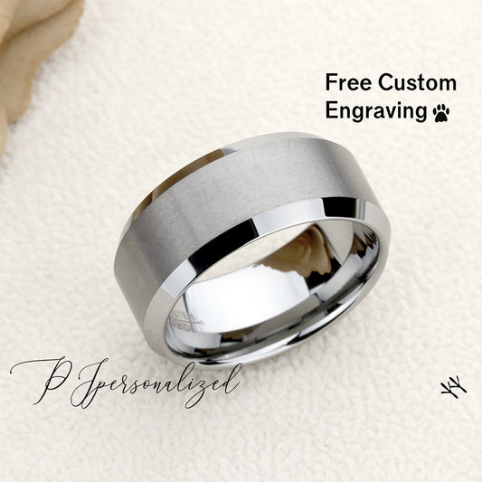 Tungsten Ring, Men's Tungsten Wedding Band, Men's Tungsten Ring, Tungsten Band, Anniversary Ring, Personalized Ring, 10mm Brushed Ring