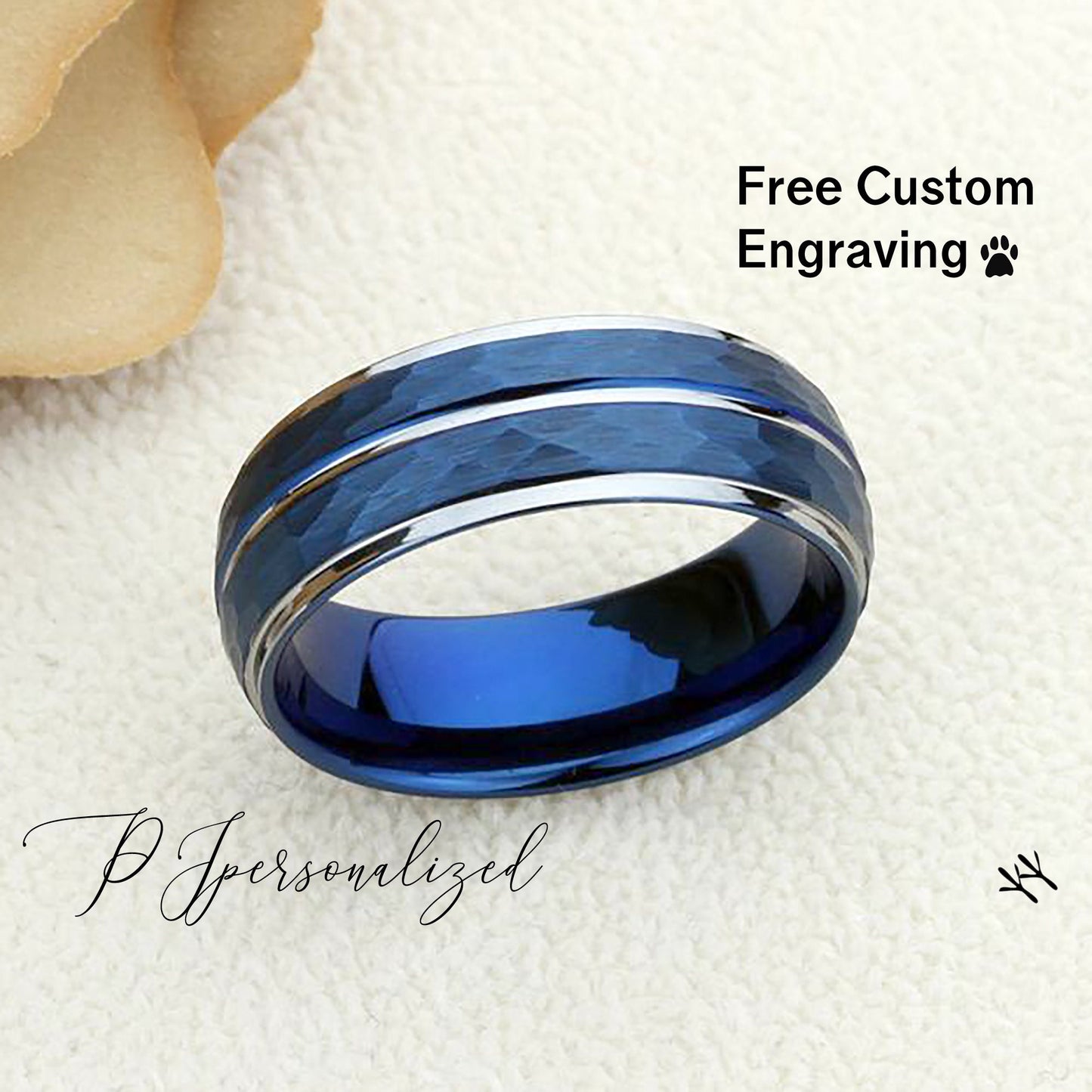 Tungsten Ring, Men's Tungsten Wedding Band, Men's Blue Wedding Band, Blue Tungsten Ring, Tungsten Band, Anniversary Ring, 8mm Groove Ring