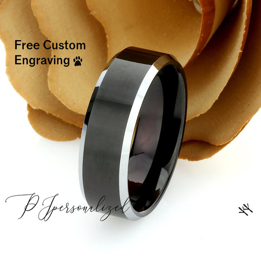 Tungsten Ring, Men's Tungsten Wedding Band, Men's Black Wedding Band, Black Tungsten Ring, Tungsten Band, Anniversary Ring, 8mm Flat Ring