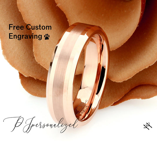 Tungsten Ring, Men's Tungsten Wedding Band, Men's Rose Gold Wedding Band, Tungsten Ring, Tungsten Band, Anniversary Ring, 6mm Brushed Ring