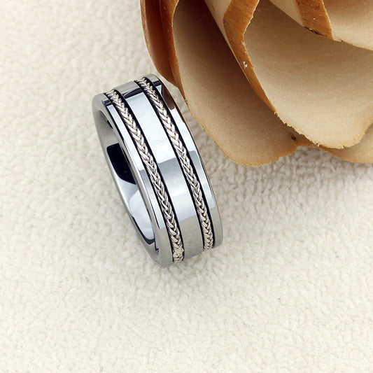 Tungsten Ring, Men's Tungsten Wedding Band, Men's Tungsten Ring, Tungsten Band, Anniversary Ring, Personalized Ring, 8mm Silver Braided Ring