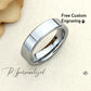Classic Pipe Cut Tungsten Wedding Band Men, Custom Engraving 6mm Tungsten Ring Men, Tungsten Carbide Mens Promise Ring, Husband Gift