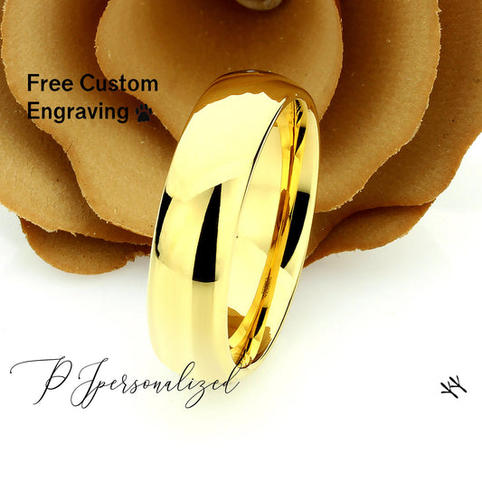 Tungsten Ring, Men's Tungsten Wedding Band, Men's Yellow Gold Wedding Band, Tungsten Ring, Tungsten Band, Anniversary Ring, 7mm Classy Ring