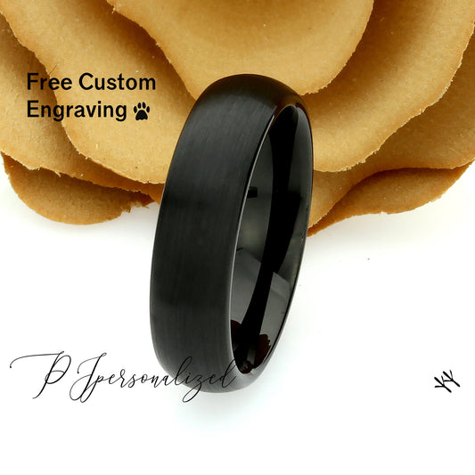 Tungsten Wedding Band Women, Tungsten Ring Women, Black,6mm Matte Black Domed,Black Tungsten Carbide Ring,Tungsten Promise Ring