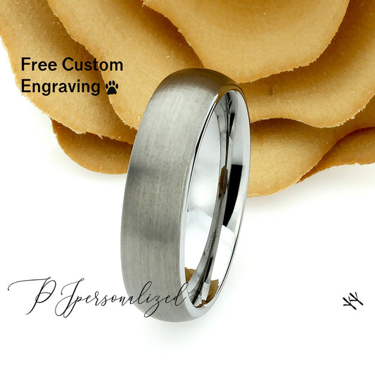 Tungsten Wedding Band Men, 6mm Gray Tungsten Ring Men, Mens Tungsten Ring, Matte Domed,Tungsten Promise Ring for Men, Husband Gift