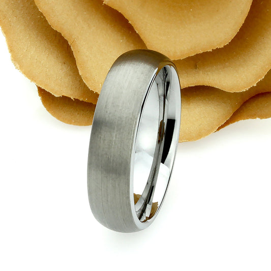 Tungsten Wedding Band Men, 6mm Gray Tungsten Ring Men, Mens Tungsten Ring, Matte Domed,Tungsten Promise Ring for Men, Husband Gift