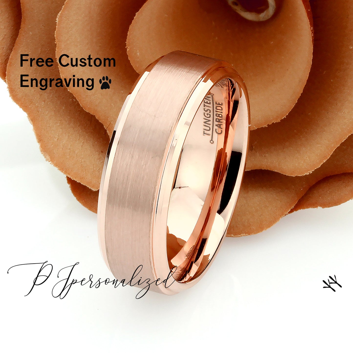 Tungsten Wedding Band Men Rose Gold, 8mm Matte Tungsten Ring For Men, Mens Rose Gold Tungsten Promise Ring, Husband Gift