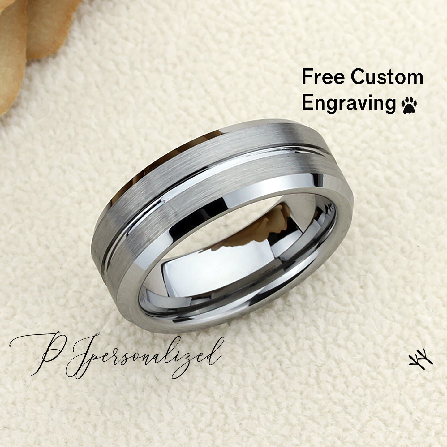 Tungsten Ring, Men's Tungsten Wedding Band, Men's Tungsten Ring, Tungsten Band, Anniversary Ring, Personalized Ring, 7mm Grooved Ring