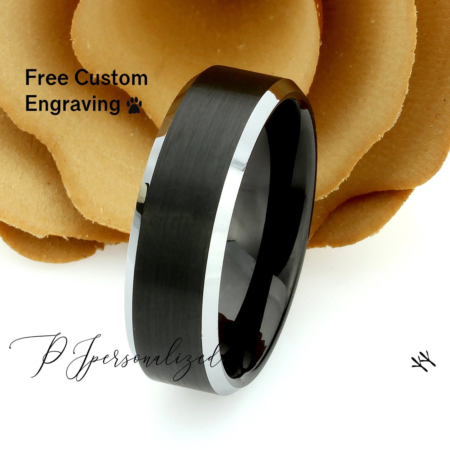 Mens Tungsten Ring, 8mm Men's Black Tungsten Wedding Band, Tungsten Black Mens Promise Ring, Black Silver Tungsten Engagement Ring Fro Men