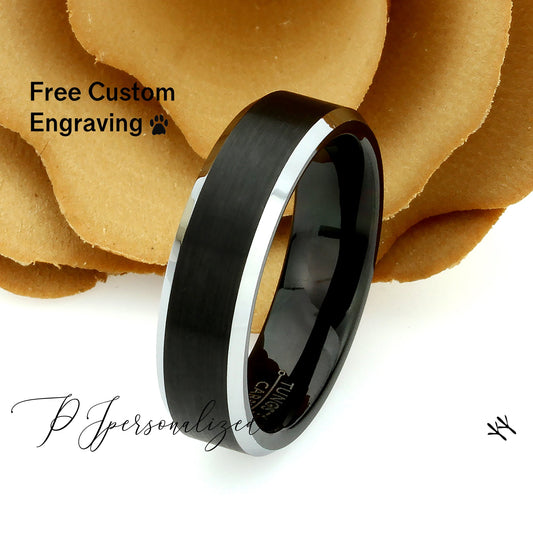 Tungsten Ring, Men's Tungsten Wedding Band, Men's Black Wedding Band, Black Tungsten Ring, Tungsten Band, Anniversary Ring, 6mm Brushed Ring