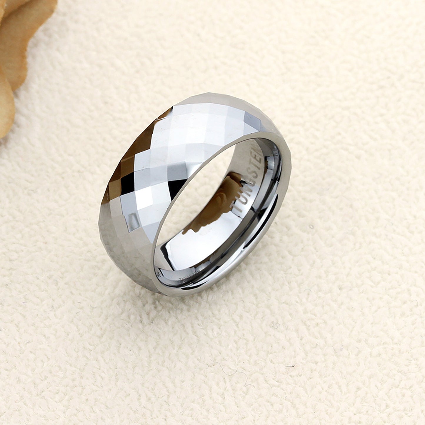 Tungsten Wedding Band Men, Tungsten Ring Men, Mens Tungsten Ring,8mm,Multi Faceted Dome,Tungsten Promise Ring for Men, Husband Gift