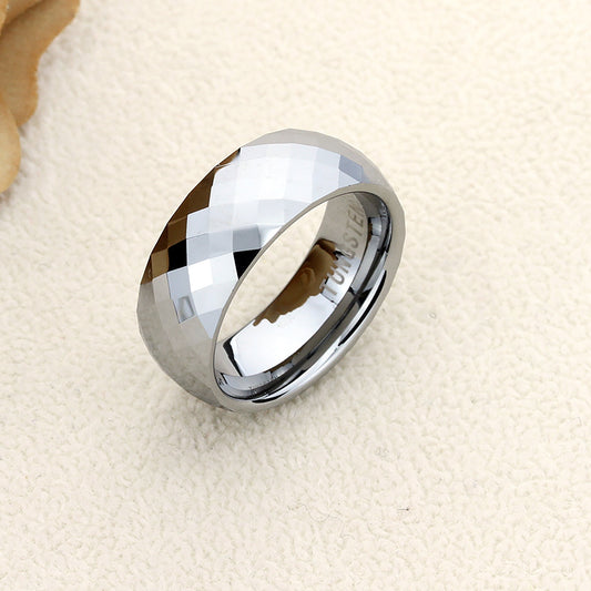 Tungsten Wedding Band Men, Tungsten Ring Men, Mens Tungsten Ring,8mm,Multi Faceted Dome,Tungsten Promise Ring for Men, Husband Gift