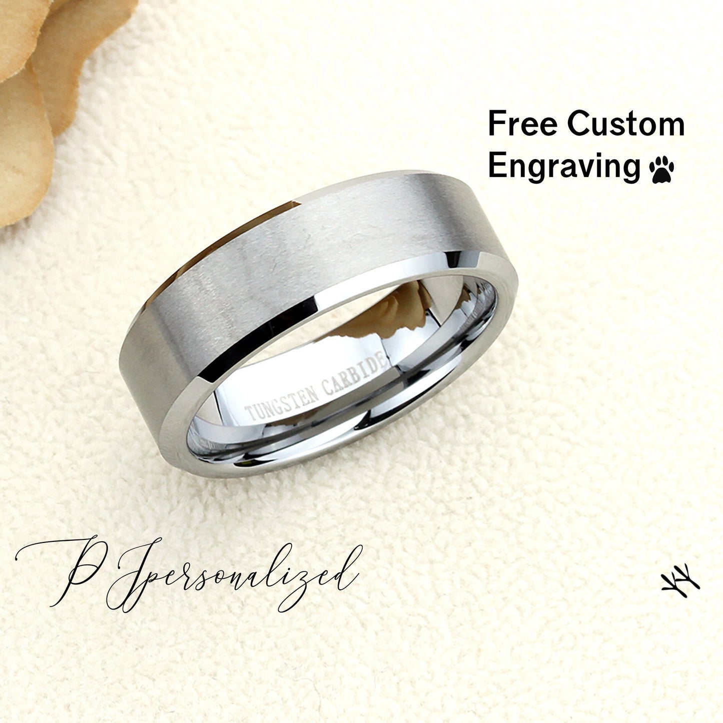 Mens Wedding Band Tungsten,Mens Tungsten Ring,8mm,Matte Finished Top Beveled,Engagement Ring,Promise Ring, Rings for Men, Husband Gift