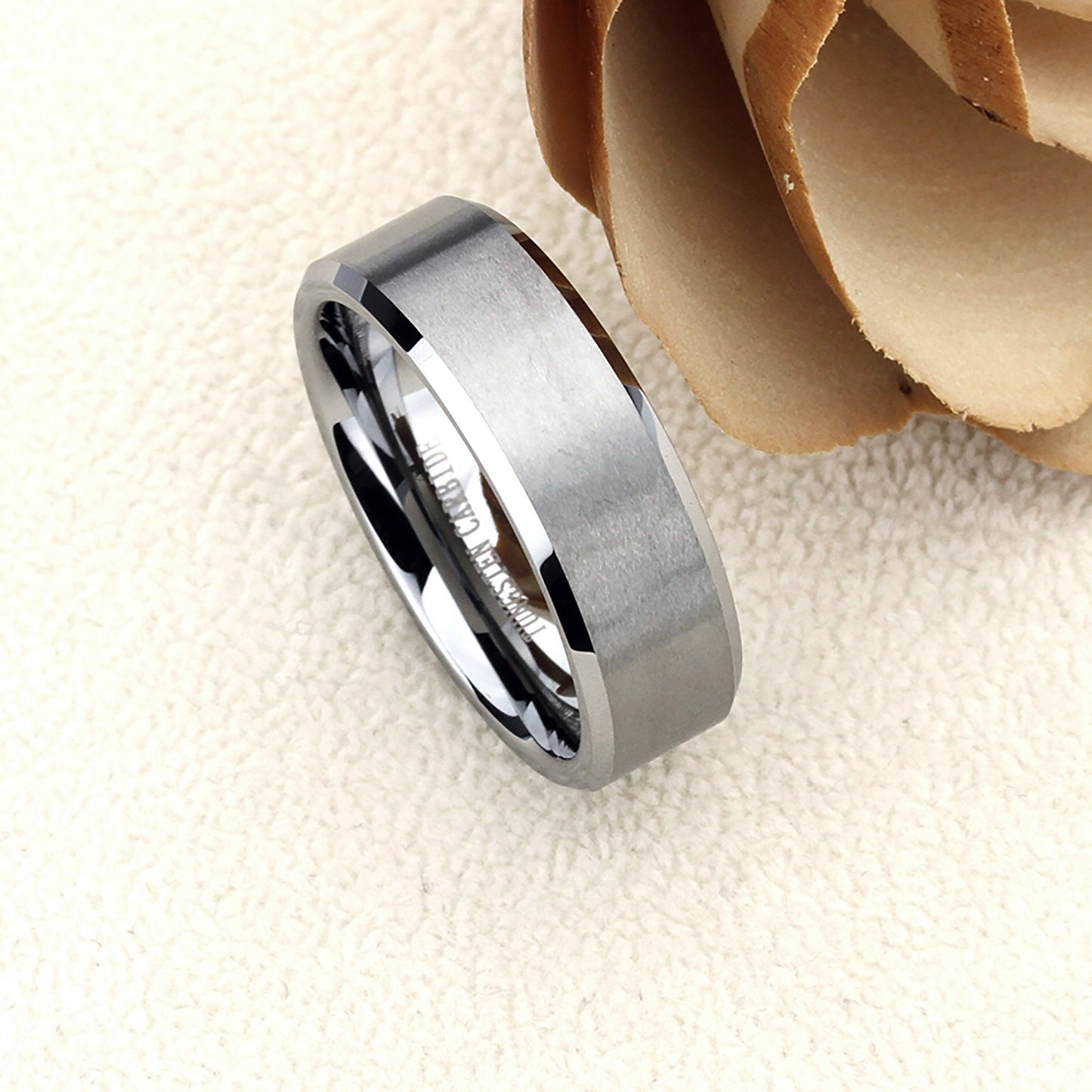 Mens Wedding Band Tungsten,Mens Tungsten Ring,8mm,Matte Finished Top Beveled,Engagement Ring,Promise Ring, Rings for Men, Husband Gift
