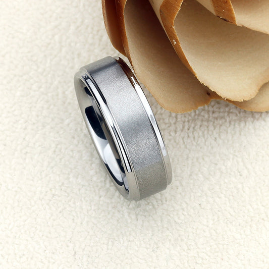 Mens Tungsten Ring,Men's Tungsten Wedding Band,Mens Tungsten Ring,8mm,Matte Finished Center Flat,Tungsten Promise Ring for Men, Husband Gift