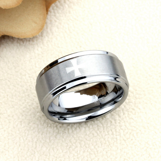 Tungsten Ring, Men's Tungsten Wedding Band, Men's Tungsten Ring, Tungsten Band, Anniversary Ring, Personalized Ring, 9mm Cross Ring