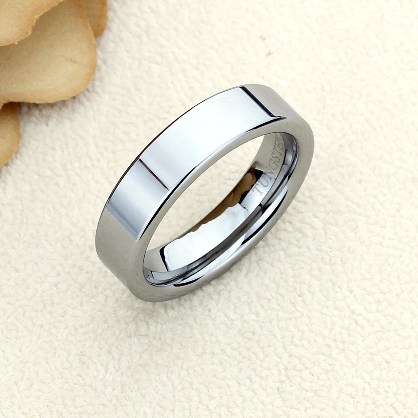 Classic Pipe Cut Tungsten Wedding Band Men, Custom Engraving 6mm Tungsten Ring Men, Tungsten Carbide Mens Promise Ring, Husband Gift