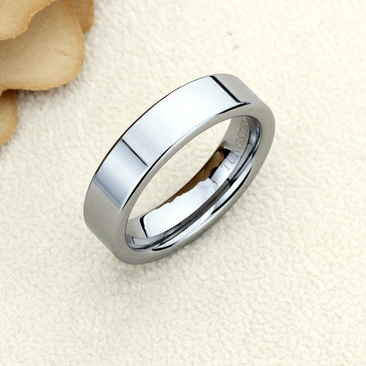 Classic Pipe Cut Tungsten Wedding Band Men, Custom Engraving 6mm Tungsten Ring Men, Tungsten Carbide Mens Promise Ring, Husband Gift