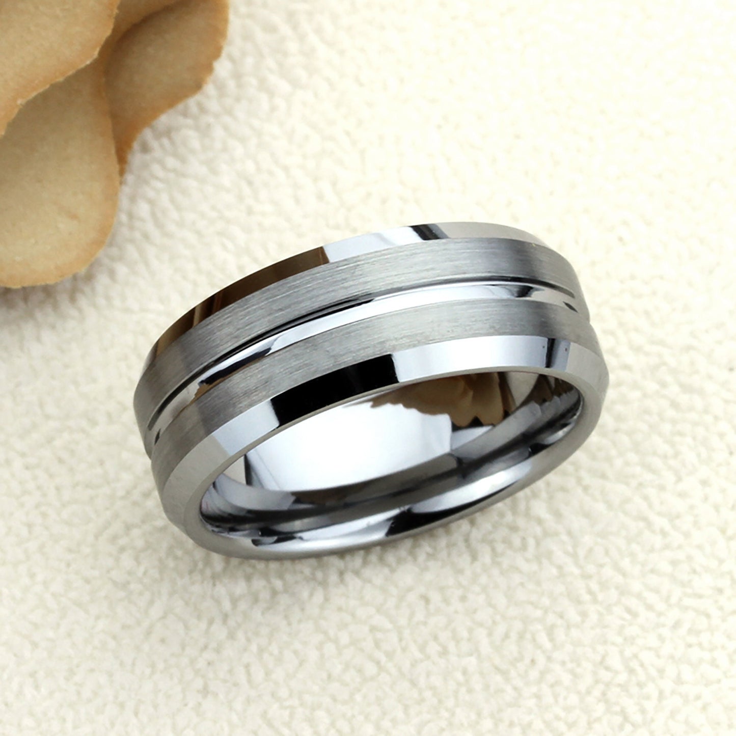 Tungsten Ring, Men's Tungsten Wedding Band, Men's Tungsten Ring, Tungsten Band, Anniversary Ring, Personalized Ring, Grooved 7mm Ring