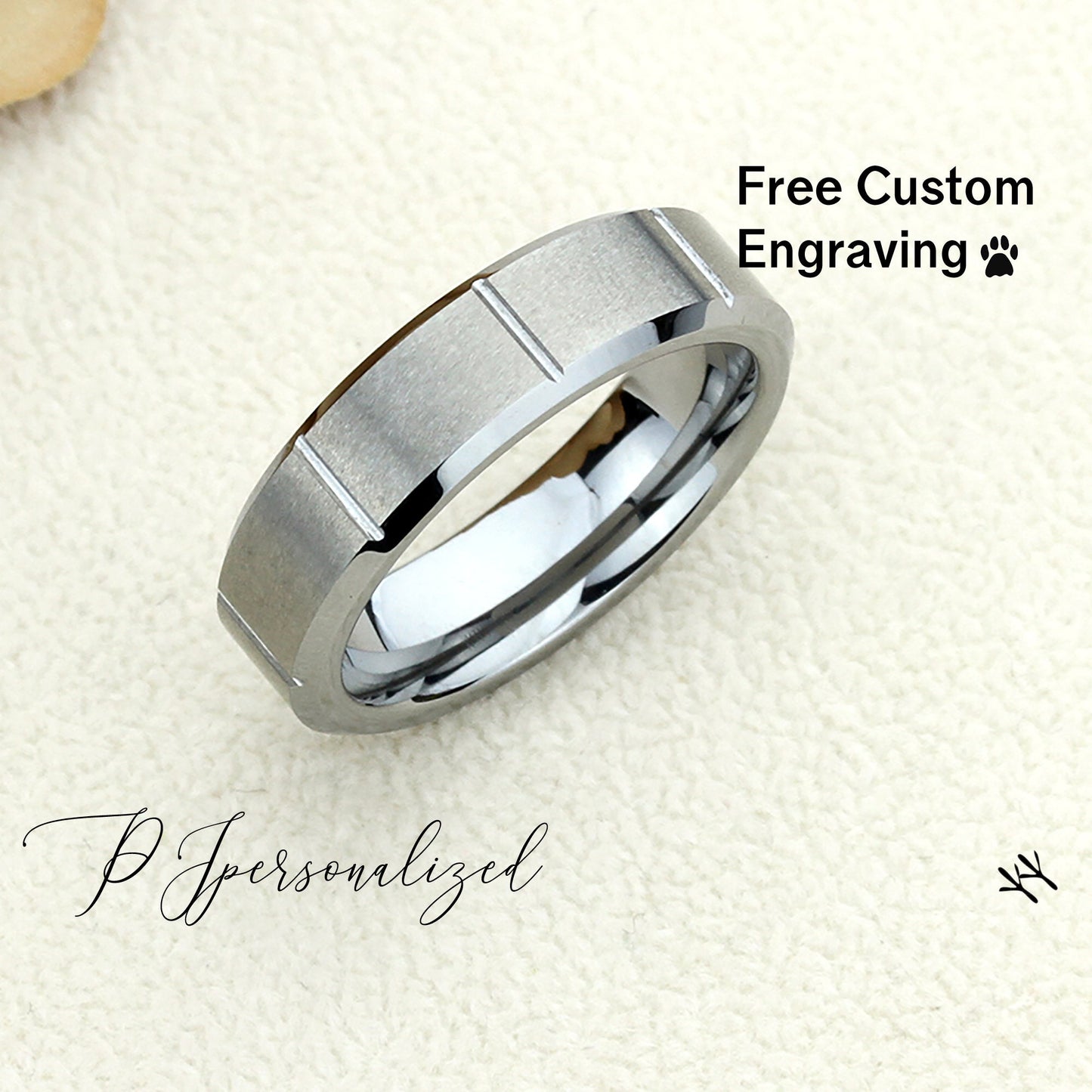 Tungsten Ring, Women's Tungsten Wedding Band, Women's Tungsten Ring Band, Anniversary Ring, Personalized Ring, 6mm Grooved Ring