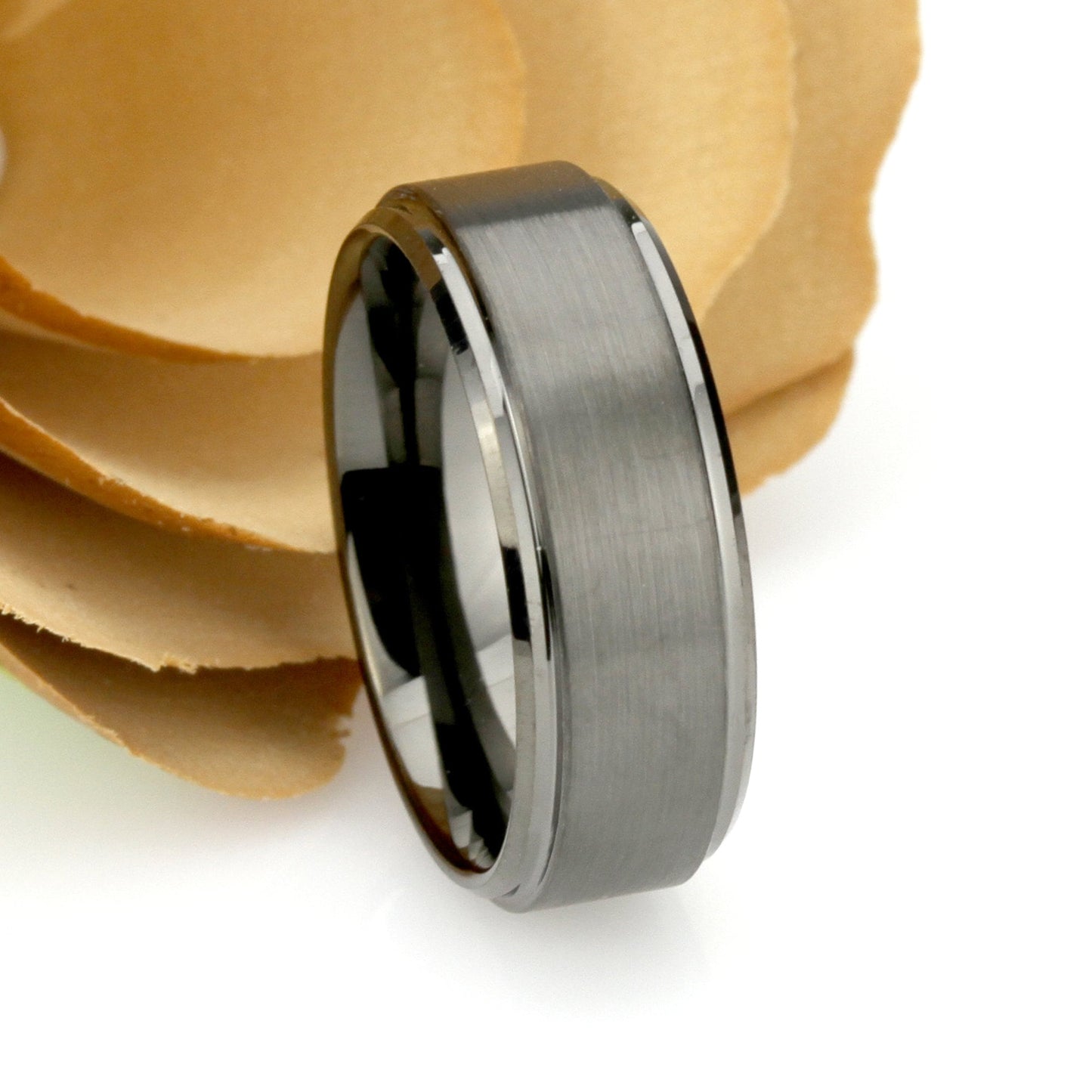 Tungsten Ring, Men's Tungsten Wedding Band, Men's Gray Wedding Band, Black Tungsten Ring, Tungsten Band, Anniversary Ring, 8mm Brushed Ring