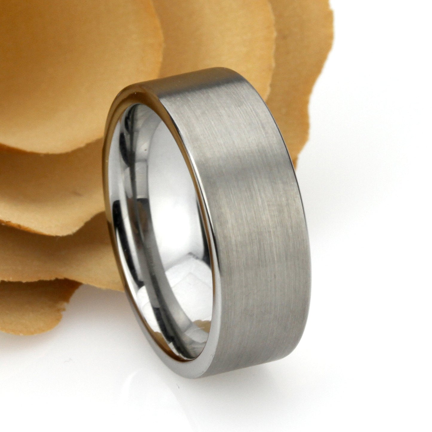 8mm Tungsten Wedding Band Men Pipe Cut, Brushed Tungsten Ring For Men, Tungsten Promise Ring For Men Mens Tungsten Wedding Band Ring