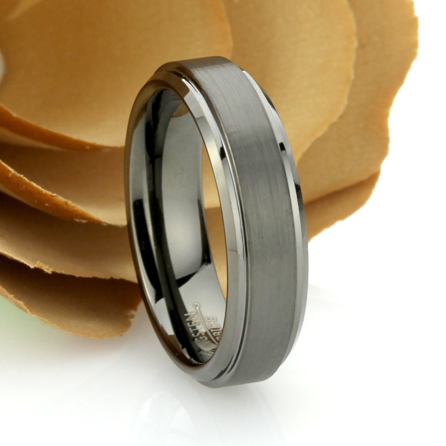 6mm Gunmetal Tungsten Wedding Band Men Brushed, Tungsten Ring For Men, Tungsten Promise Ring For Men Mens Tungsten Wedding Band Ring