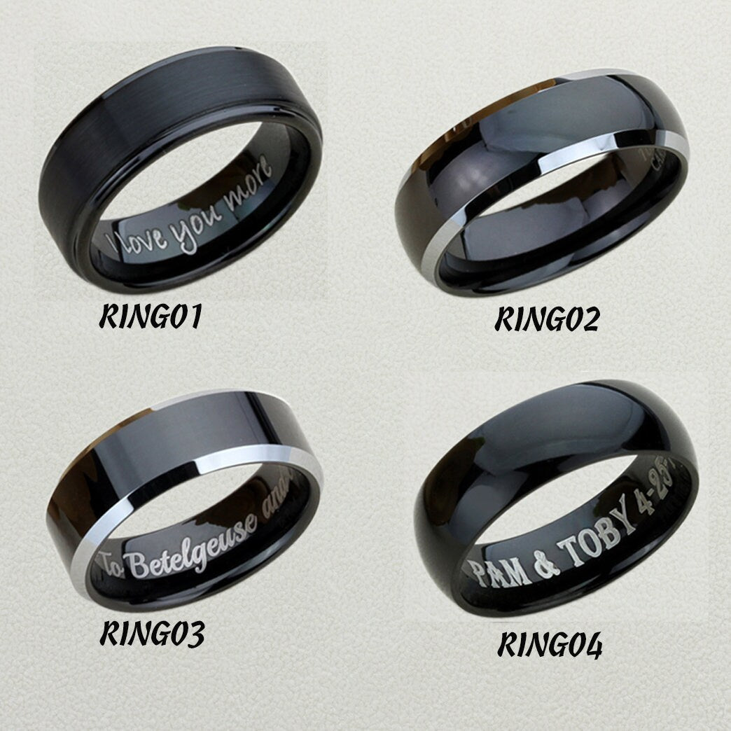 8mm Tungsten Wedding Band Tungsten Promise Ring Viking Futhark Runes With Vegvisir Viking Guidance Compass Symbol Personalized Custom Ring