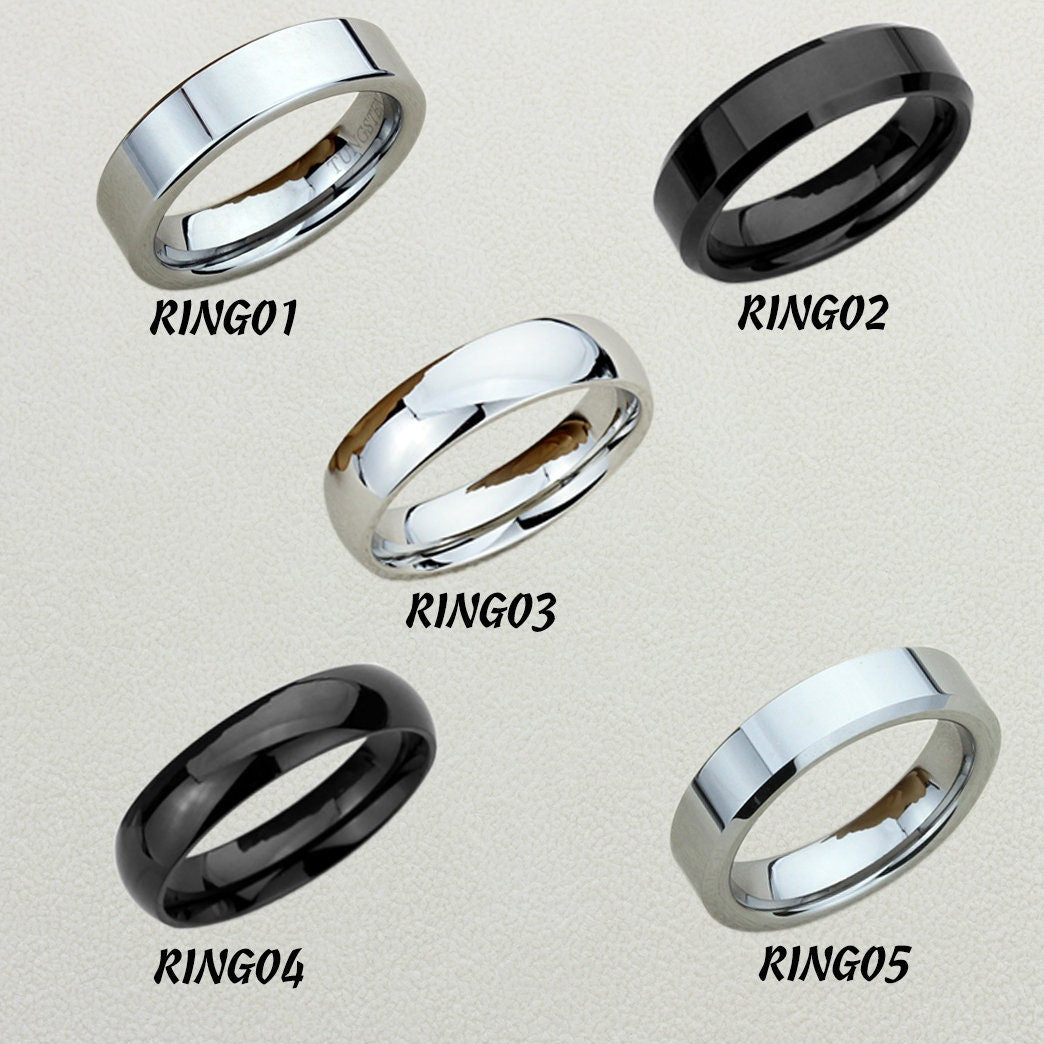 6mm Tungsten Promise Ring Wedding Band Personalized Unique Monogram Initial Ring Inspirational Ring Free Inside Engraving, Personalized Ring