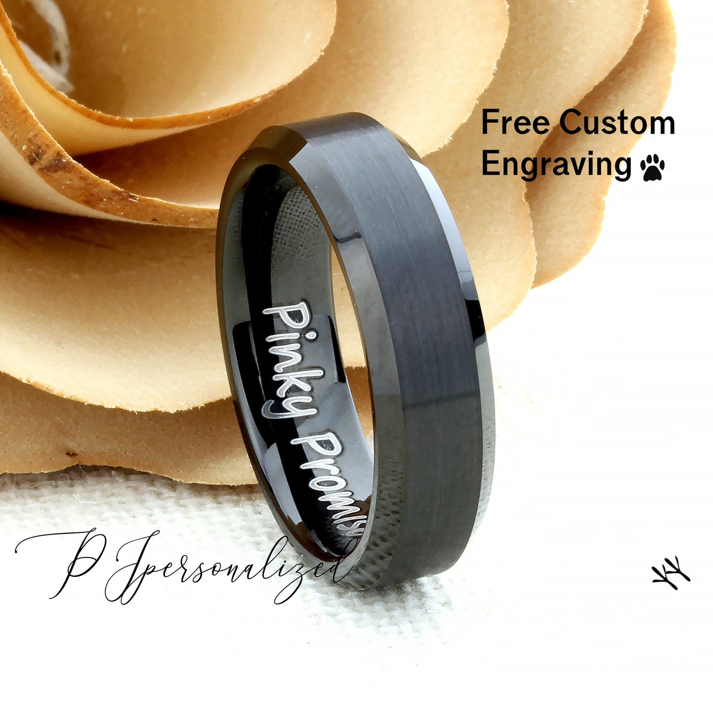 His And Hers Tungsten Wedding Band Set, Men & Women, 6mm/4mm, Matte Top, Black Tungsten Carbide Ring, Promise Ring For Couple