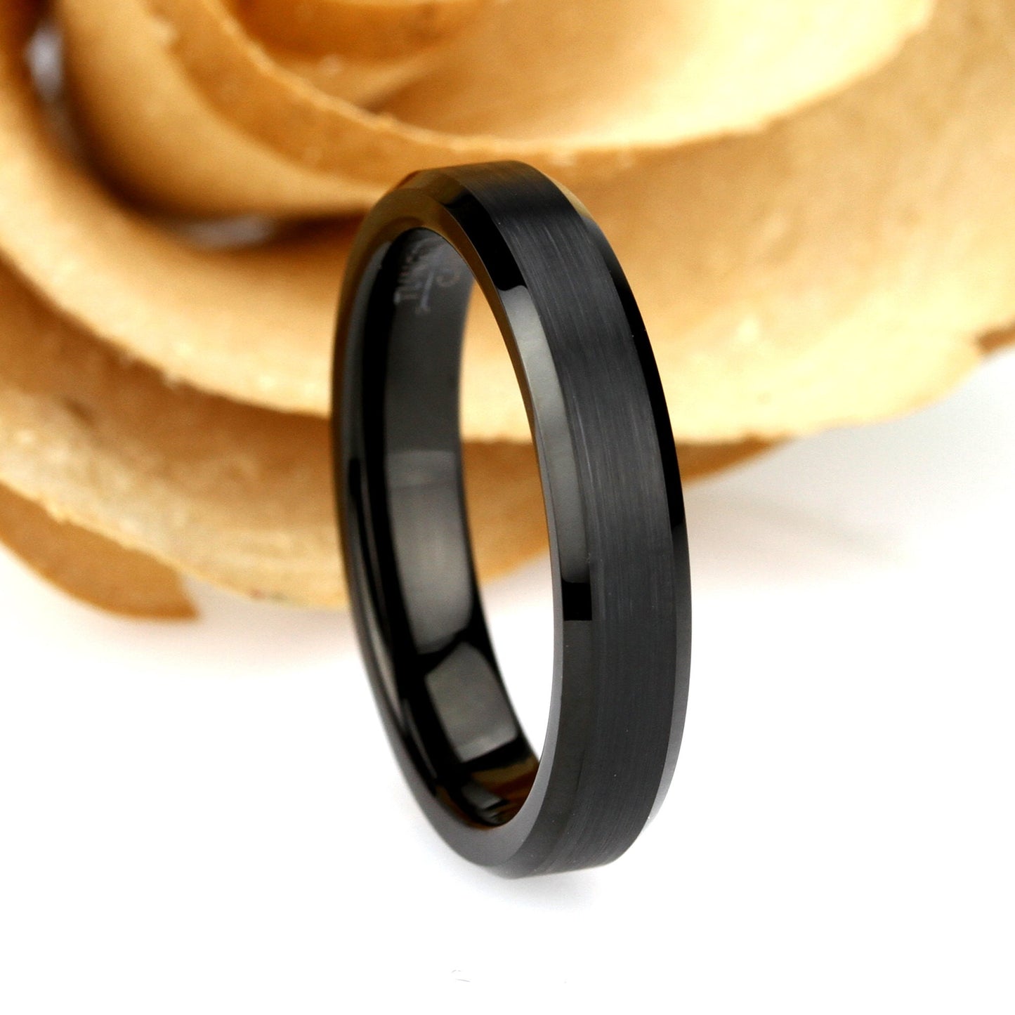 His And Hers Tungsten Wedding Band Set, Men & Women, 6mm/4mm, Matte Top, Black Tungsten Carbide Ring, Promise Ring For Couple