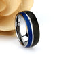 Tungsten Ring, Men's Tungsten Wedding Band, Men's Black Wedding Band, Black Tungsten Ring, Tungsten Band, Anniversary Ring, 8mm Blue Ring