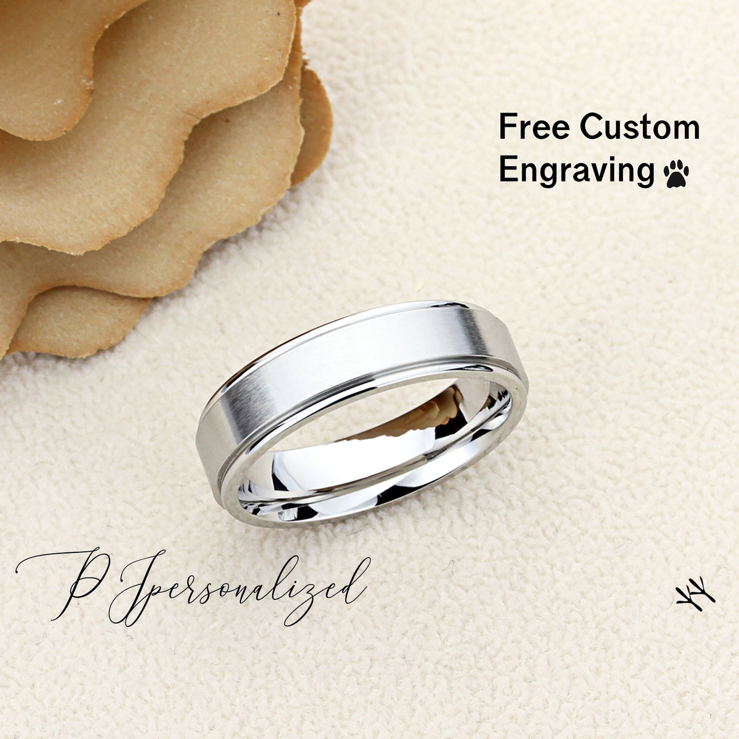 Stainless Steel Wedding Band Women, 6mm Matte Center Classy, Stainless steel Promise Ring Women & Men, Stainless Steel Band Ring