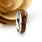 Stainless Steel Wedding Band Men Women, 6mm Wood Inlay Band, Stainless steel Promise Ring Men Women, Stainless Steel Band Ring
