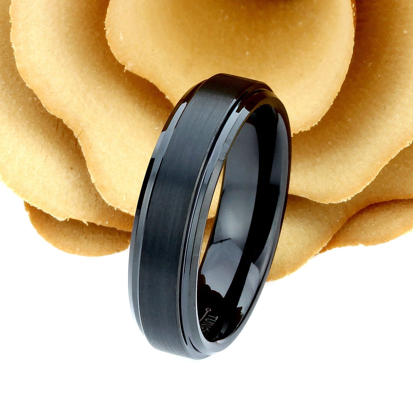 His And Hers Tungsten Wedding Band Set,Men & Women,8mm,6mm,Matte Black Flat Top, Tungsten Carbide Ring, Promise Ring For Couple, Wood Box