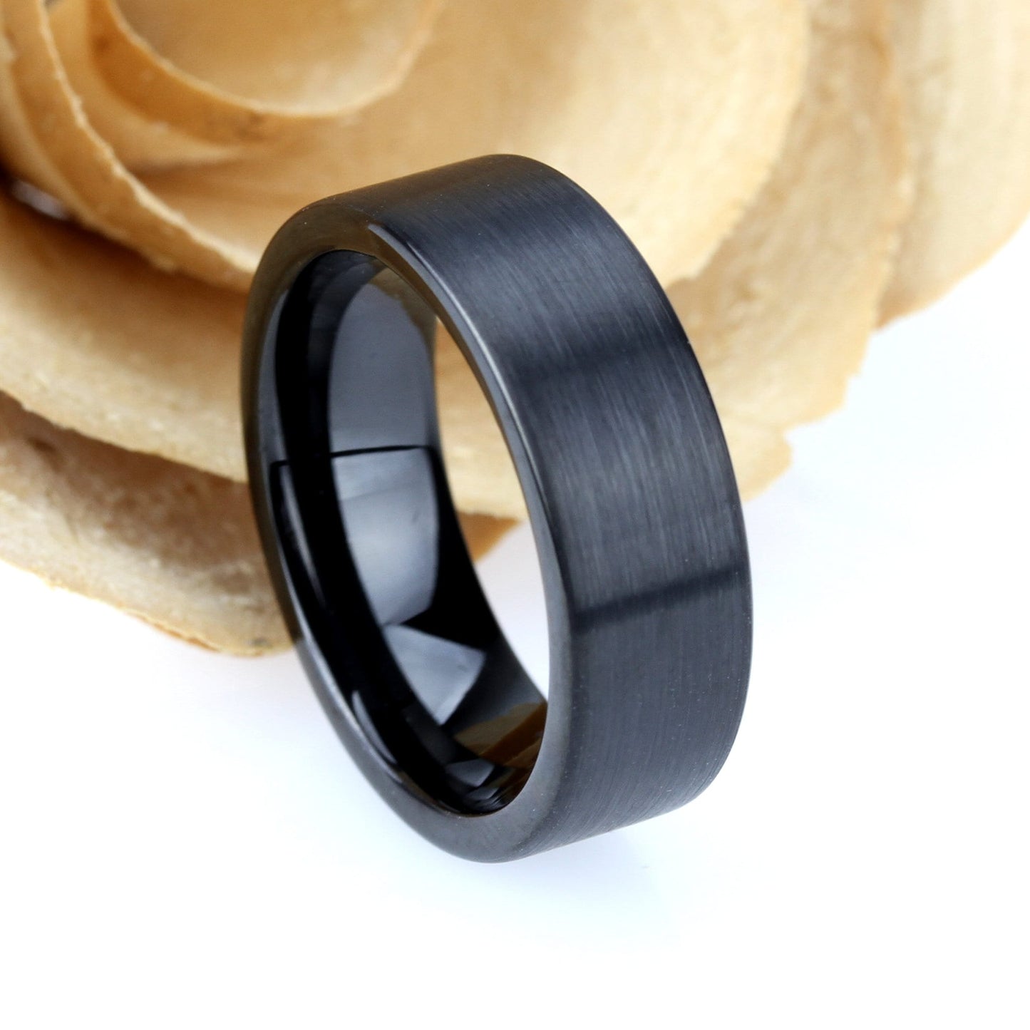 His And Hers Tungsten Wedding Band Set, Men & Women,9mm,7mm,Pipe Cut, Brushed Black Tungsten Carbide Ring, Promise Ring For Couple, Wood Box