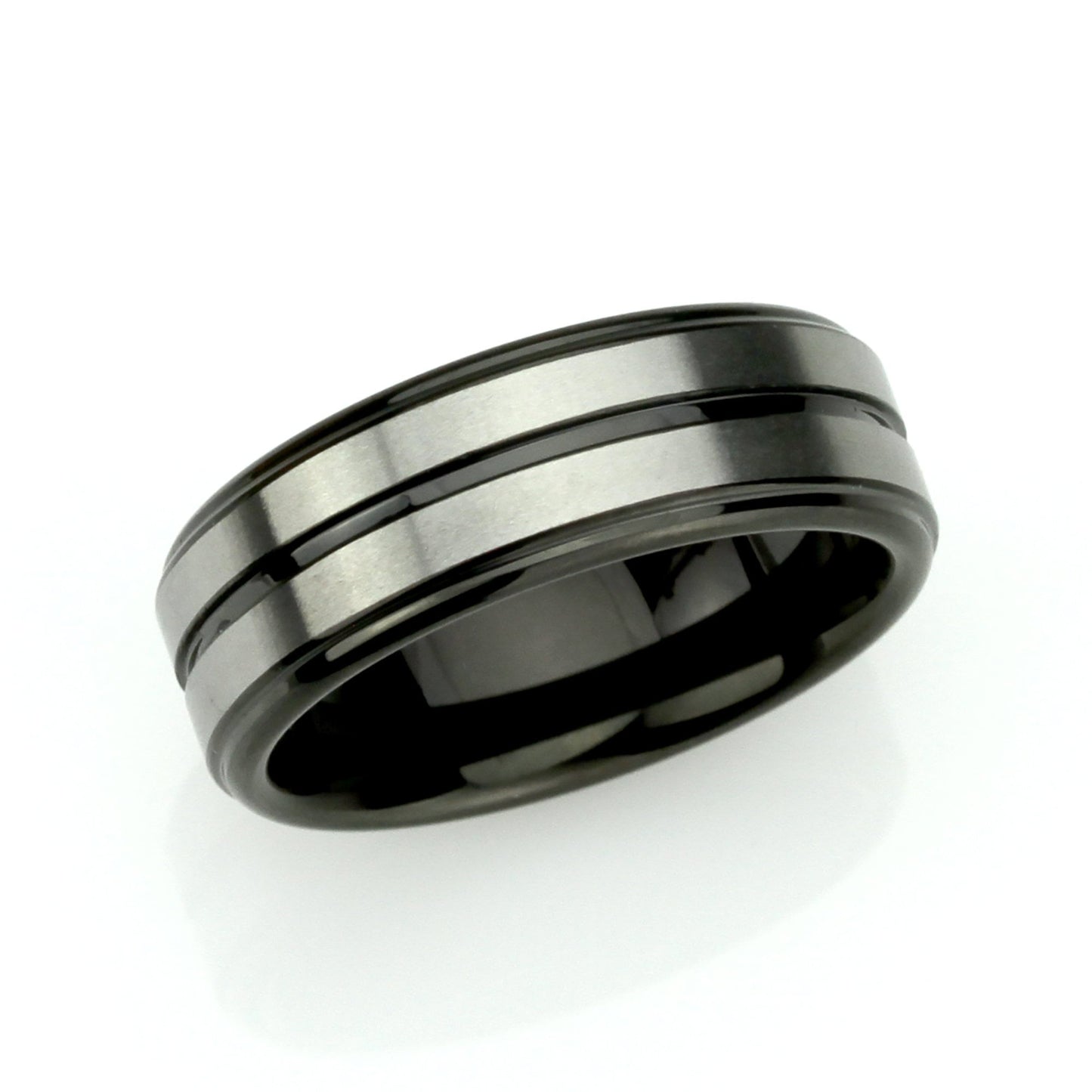 His And Hers Tungsten Wedding Band Set,Men & Women,8mm,6mm,Two Tone Grooved Black Tungsten Carbide Ring, Promise Ring For Couple, Wood Box