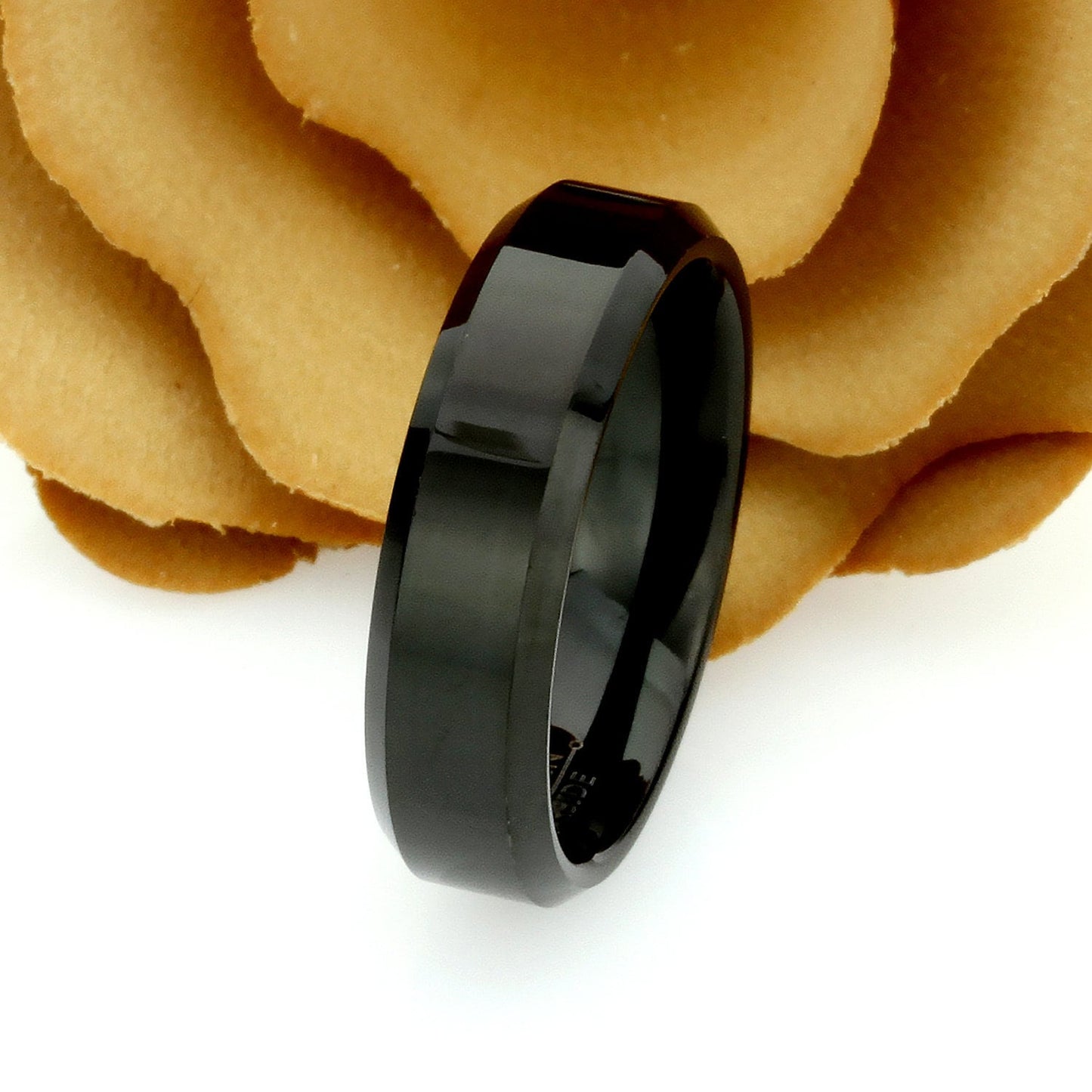 His And Hers Tungsten Wedding Band Set,Men & Women,8mm,6mm,Polished Flat Top Black Tungsten Carbide Ring, Promise Ring For Couple, Wood Box