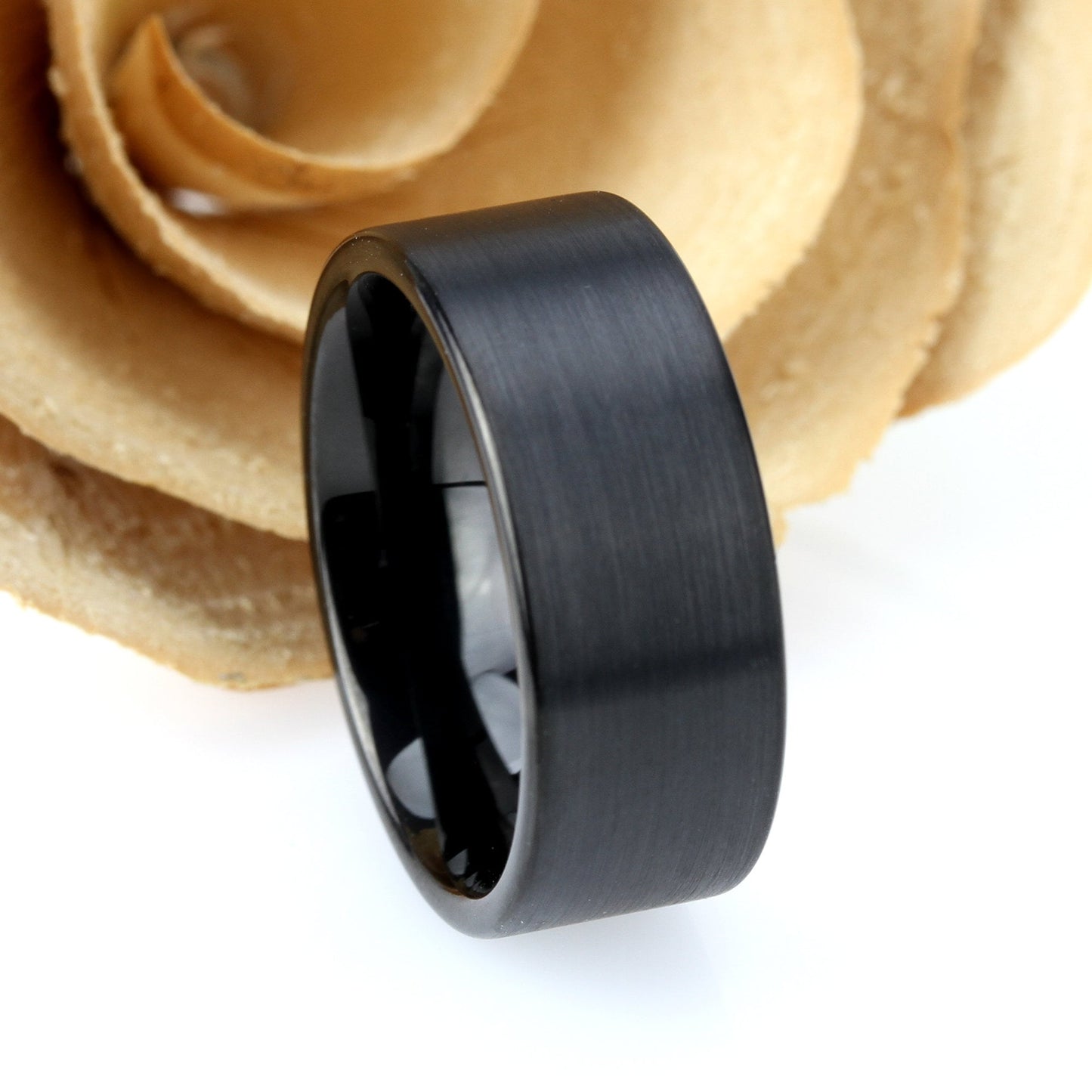 His And Hers Tungsten Wedding Band Set, Men & Women,9mm,7mm,Pipe Cut, Brushed Black Tungsten Carbide Ring, Promise Ring For Couple, Wood Box