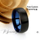 Tungsten Wedding Band Men Blue, 8mm Domed Black Tungsten Ring For Men, Mens Blue Black Tungsten Promise Ring, Husband Gift